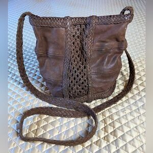 En Shalla Brown Leather Made-to-Order Shoulder Bag Purse